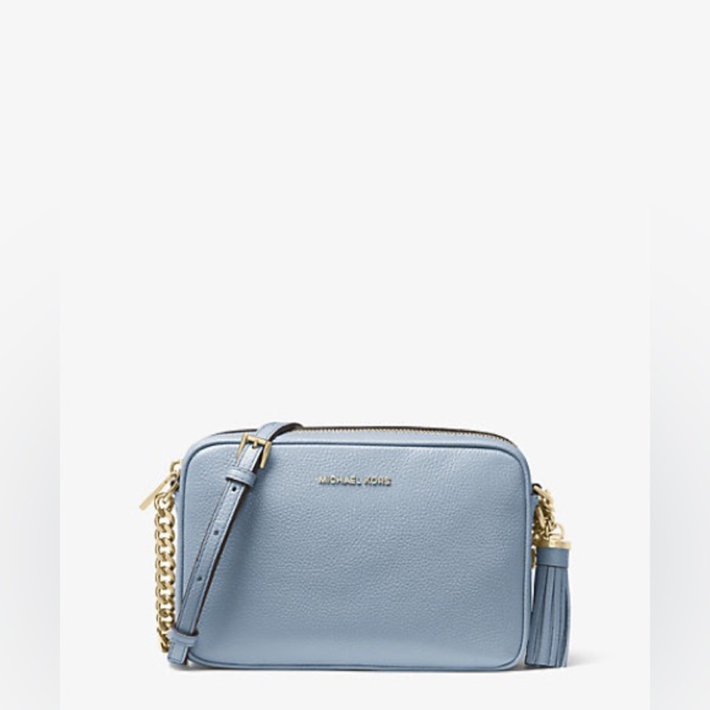 baby blue cross over purse